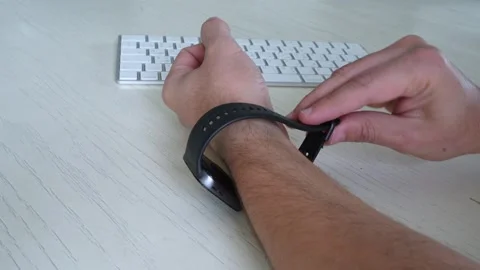 Putting On Smartwatch Before Work – Close-Up Tech Routine Scene Stock Footage 311903626