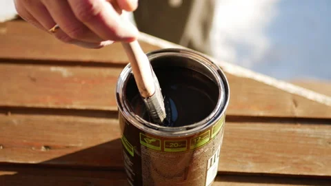 Putting tassel into the paint Stock Footage 169453867