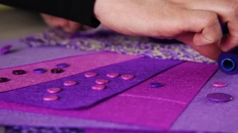 Putting thread to fabric Stock Footage 73723434