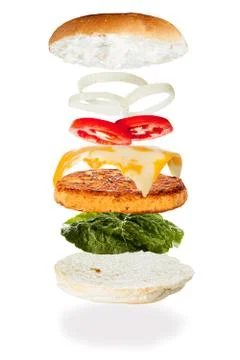 Putting Together a Hamburger Stock Photos