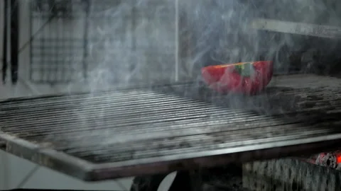 Putting Vegetables on the Grill Stock Footage 132167861