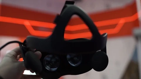 Putting on VR glasses Virtual Reality point of view taking of VR glasses Stock Footage 104767560