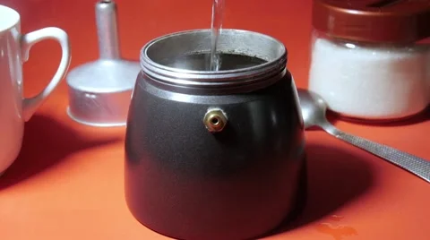 Putting water in mocha Stock Footage 68538250