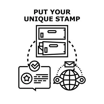 Putting your unique stamp for global communication and personal branding Stock Illustration