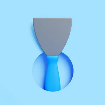 Putty Knife with Blue Handle on Light Blue Background Stock Illustration