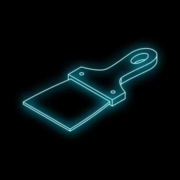 Putty knife with glowing neon light effect on black background Stock Illustration