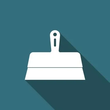 Putty knife icon isolated with long shadow. Spatula repair tool. Spackling or Stock Illustration