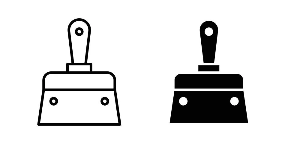 Putty knife icon linear versions pack on white background Stock Illustration