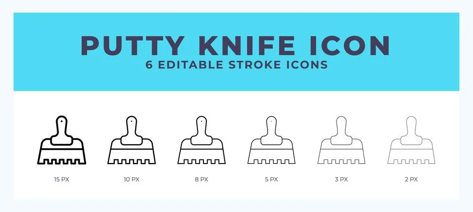 Putty knife icon set with different stroke. Design elements for logo. Vecto.. Stock Illustration
