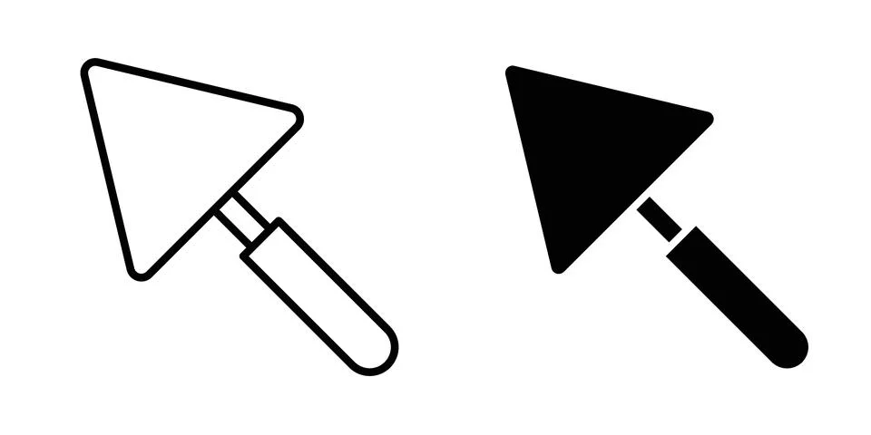 Putty knife icon vector concepts, line and silhouette style Stock Illustration