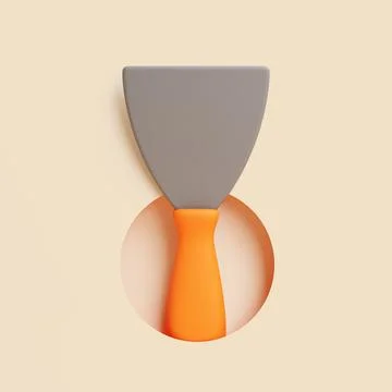Putty Knife with Orange Handle on Beige Background Stock Illustration