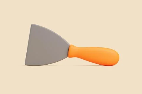 Putty Knife with Orange Handle Lying Flat on Beige Background Stock Illustration