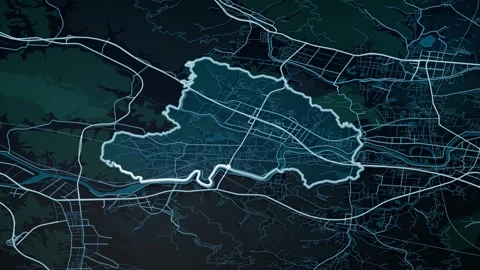 Puyang China Glowing Digital Map Animation 4K Video stock 337264931