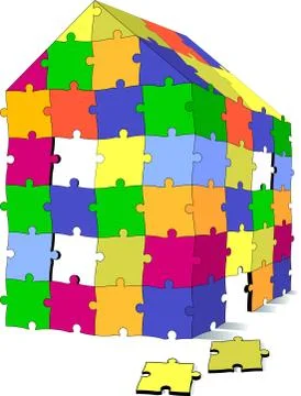 Puzzel haus Stock Photos