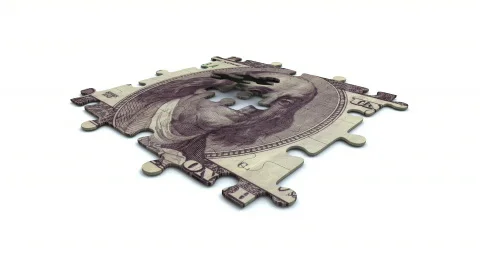 Puzzle - 100 dollar bill Stock Footage 708257