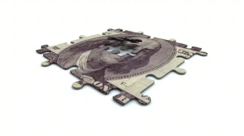 Puzzle - 100 dollar bill Stock Footage 708293