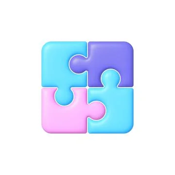 Puzzle 3d in 3d style. Partnership concept. Vector flat illustration. Vector Stock Illustration