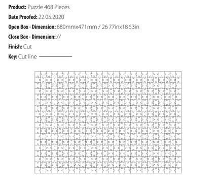 Puzzle 468 Pieces B2 format template cut - die cut - vector-eps Stock Illustration