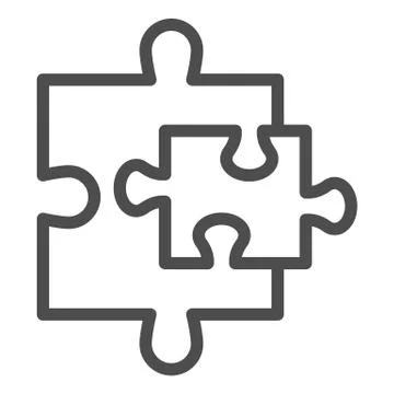 Puzzle additions line icon. Two jigsaw pieces small and bigger. Social Stock Illustration