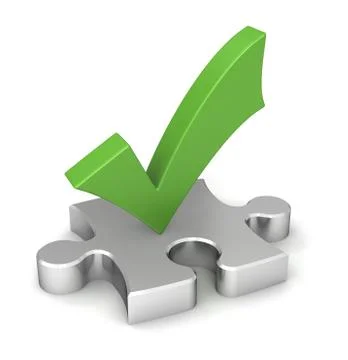 Puzzle and check mark 3d illustration Stock Illustration