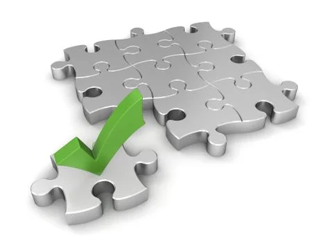 Puzzle and check mark concept  3d illustration Stock Illustration