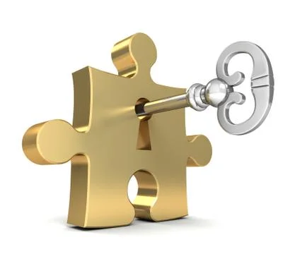 Puzzle and key concept 3d illustration Stockillustratie