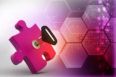 Puzzle and key Illustrazione stock