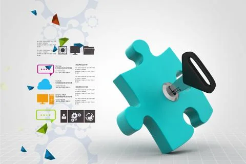 Puzzle and key Illustrazione stock