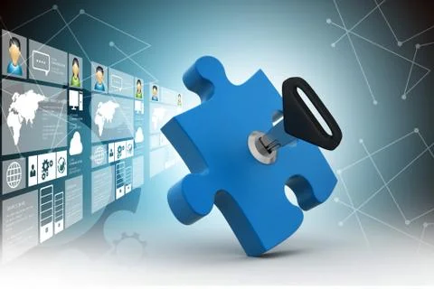 Puzzle and key Stock Illustration