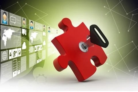 Puzzle and key Illustrazione stock