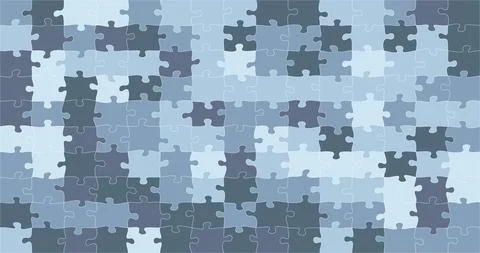 Puzzle background, mixed color Vector jigsaw separate pieces, mosaic, details Stock Illustration