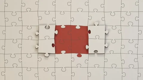 Puzzle blocks float and land in sequence Video stock 347429093