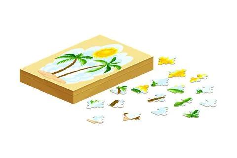 Puzzle board game flat vector illustration on white background Stock Illustration