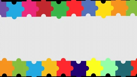 Puzzle border and frame Animation,Autism puzzle animated frame Stock Footage 270311332