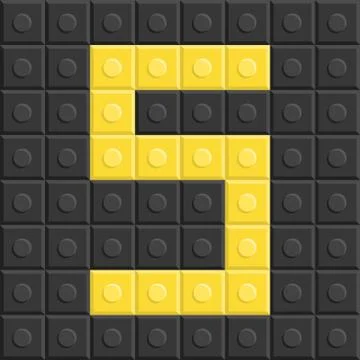 Puzzle building Blocks number five, flat design Ilustración de archivo