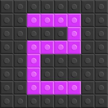 Puzzle building Blocks number two, flat design Ilustración de archivo