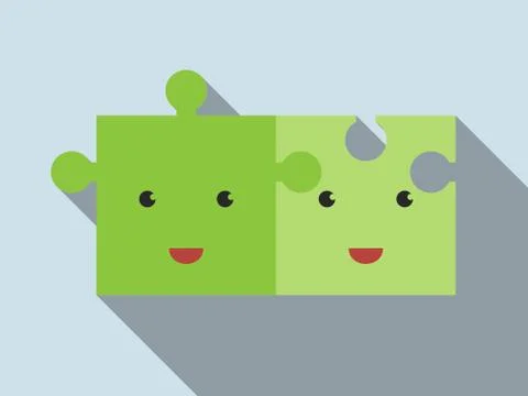 Puzzle characters connected Illustrazione stock