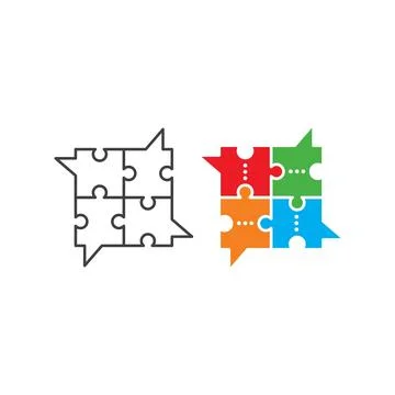 Puzzle chat, bubble, jigsaw. Vector icon template Illustrazione stock