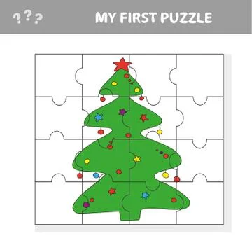 Puzzle Christmas Tree - vector illustration 库存插图