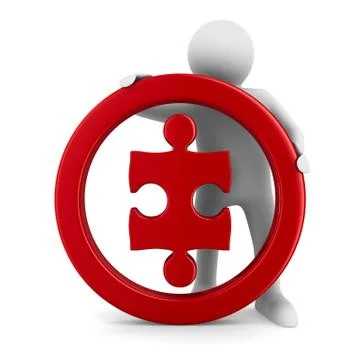 Puzzle into circle on white background. Isolated 3D image イラスト素材