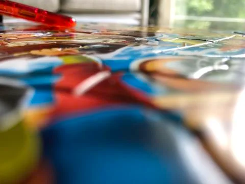 Puzzle closeup on table Foto stock