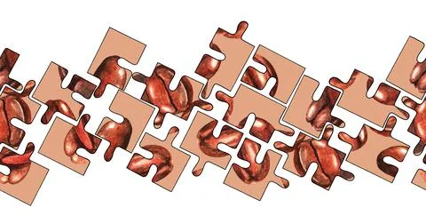 Puzzle. Coffee beans. Seamless pattern. Watercolor Stock Illustration