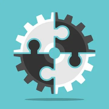 Puzzle cog, teamwork concept Stock Illustration