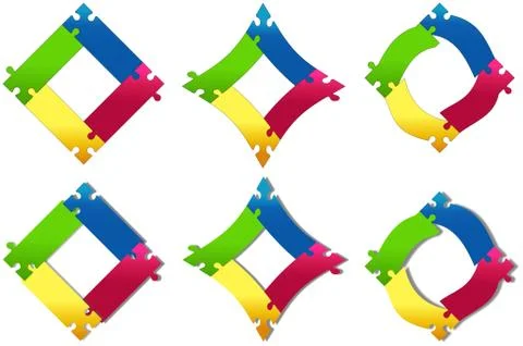 Puzzle colored squares variations Stock Illustration