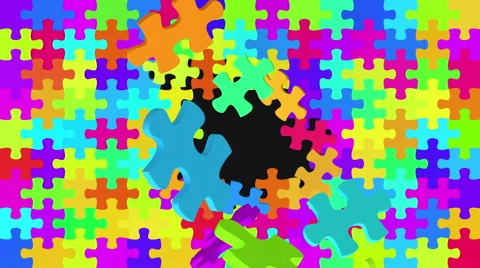 Puzzle colorful elements fill the screen. Stock Footage 61058942