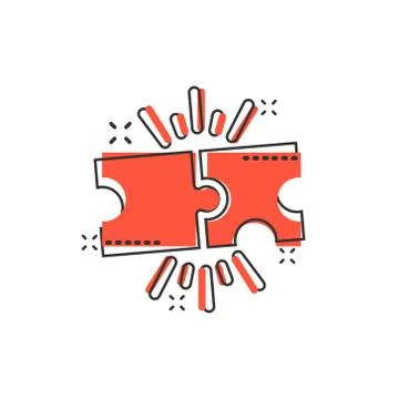 Puzzle compatible icon in comic style. Jigsaw agreement vector cartoon illust Stock Illustration