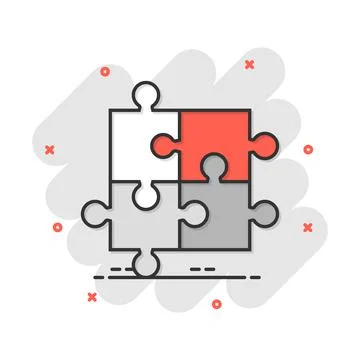 Puzzle compatible icon in comic style. Jigsaw agreement vector cartoon illust Stock Illustration