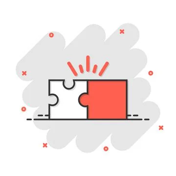 Puzzle compatible icon in comic style. Jigsaw agreement vector cartoon illust Stock Illustration