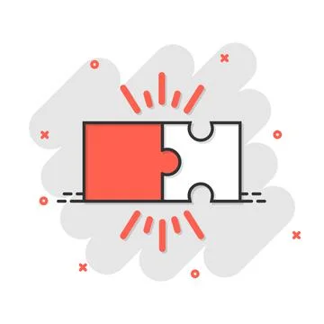 Puzzle compatible icon in comic style. Jigsaw agreement vector cartoon illust Stock Illustration
