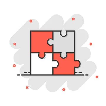 Puzzle compatible icon in comic style. Jigsaw agreement vector cartoon illust Stock Illustration
